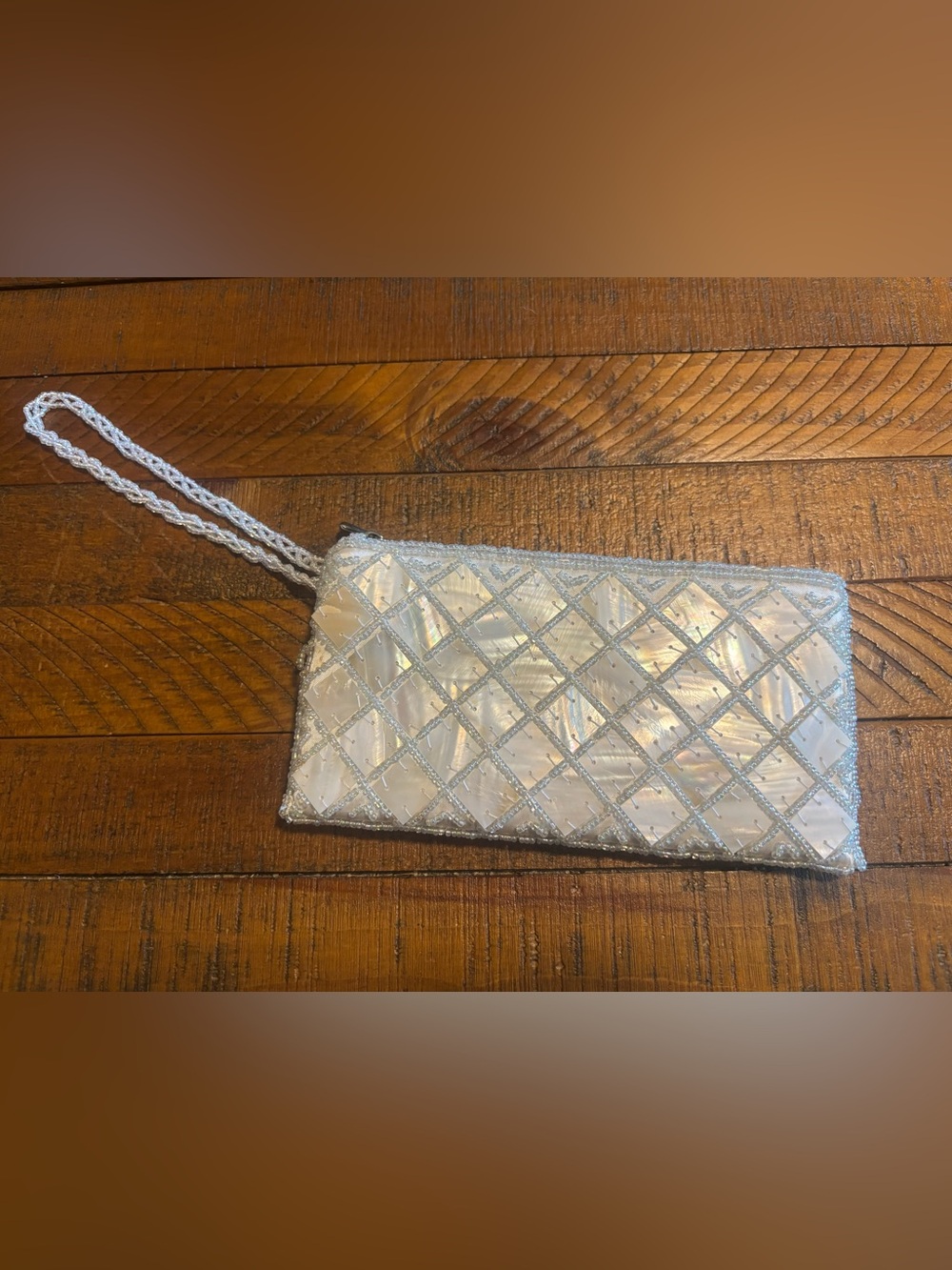 Mad by Design Mother of Pearl Beaded Wristlet